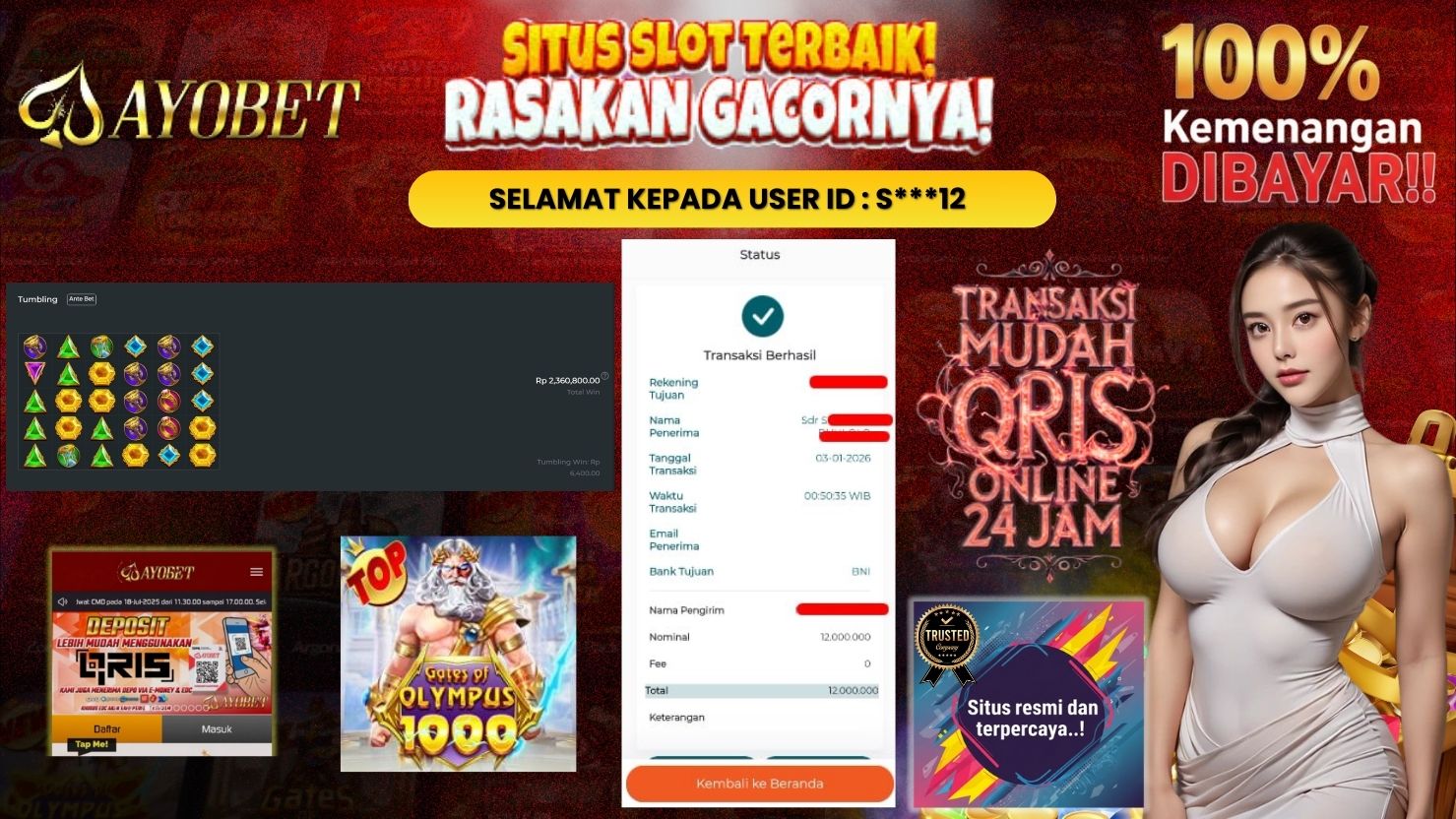 AYOBET JACKPOT SLOT GATES OF OLYMPUS 1000